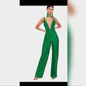 NWT- PrettyLittleThing Silky Green Jumpsuit
